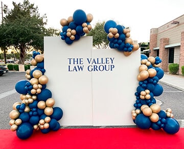 Balloon decor for corporate event at The Valley Law Group