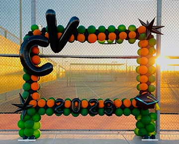 Personalized balloon frame for 2023 banquet event with school colors